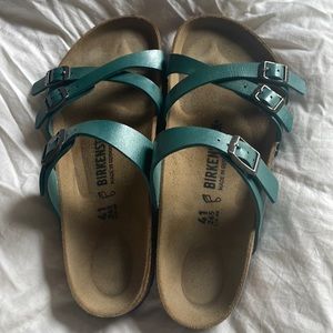 Teal leather Birkenstock Franca Sandals size 41 women’s 10